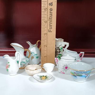 LOT 10: Miniature Porcelain with Display Cabinet