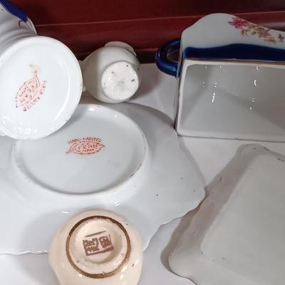 LOT 10: Miniature Porcelain with Display Cabinet