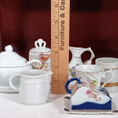 LOT 10: Miniature Porcelain with Display Cabinet