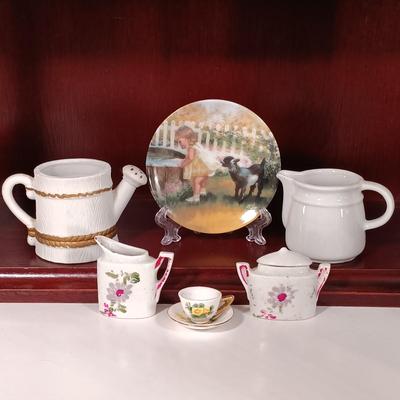 LOT 10: Miniature Porcelain with Display Cabinet