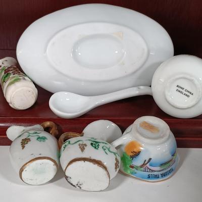 LOT 10: Miniature Porcelain with Display Cabinet