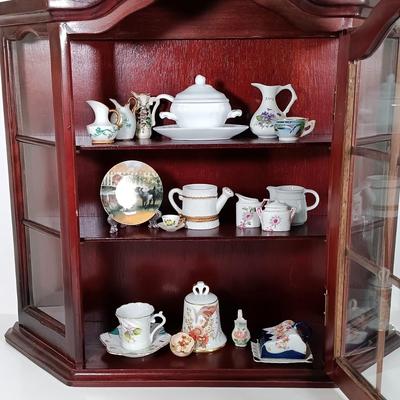 LOT 10: Miniature Porcelain with Display Cabinet
