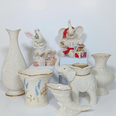 LOT 13: Lenox Elephant Figurines and Vases