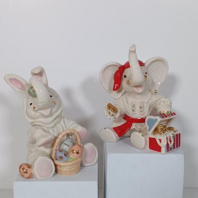 LOT 13: Lenox Elephant Figurines and Vases