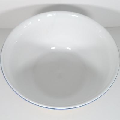LOT 23: Williams Sonoma Tournesol Italy Serving Bowl and Platter with Pfaltzgraff Ocean Breeze Hand-Blown Glass Bowl and Pottery Plate
