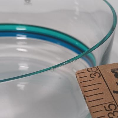 LOT 23: Williams Sonoma Tournesol Italy Serving Bowl and Platter with Pfaltzgraff Ocean Breeze Hand-Blown Glass Bowl and Pottery Plate