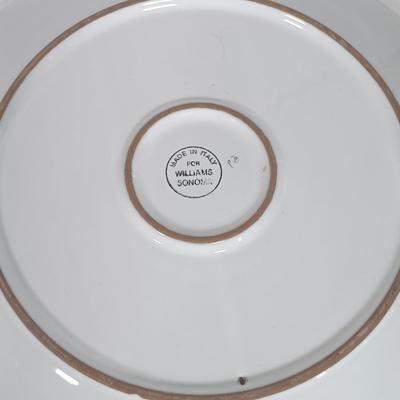 LOT 23: Williams Sonoma Tournesol Italy Serving Bowl and Platter with Pfaltzgraff Ocean Breeze Hand-Blown Glass Bowl and Pottery Plate