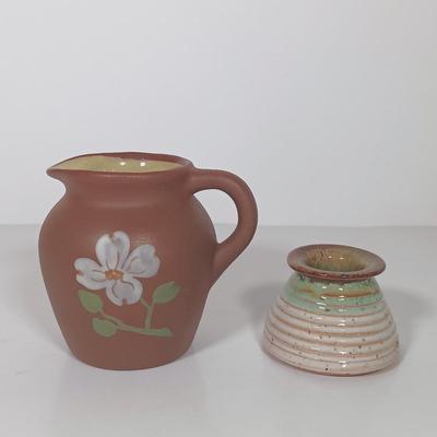 LOT 24: Collection of Handmade Pottery Art with Insect Ornaments & Signed Photo Art