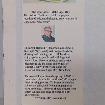 LOT 25: Cat's Meow and Shelia Collectible Houses with Signed and Numbered Print of the Cape May Chalfonte Hotel