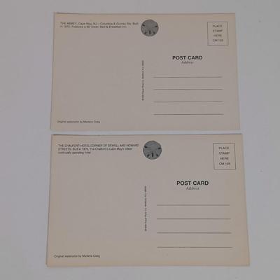 LOT 25: Cat's Meow and Shelia Collectible Houses with Signed and Numbered Print of the Cape May Chalfonte Hotel