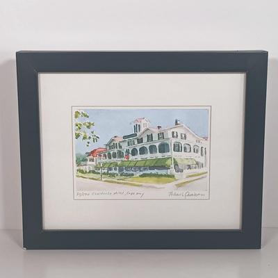 LOT 25: Cat's Meow and Shelia Collectible Houses with Signed and Numbered Print of the Cape May Chalfonte Hotel