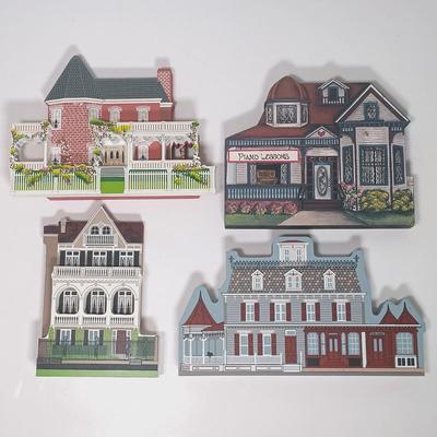 LOT 25: Cat's Meow and Shelia Collectible Houses with Signed and Numbered Print of the Cape May Chalfonte Hotel