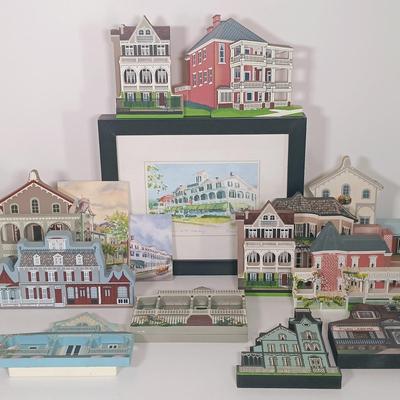 LOT 25: Cat's Meow and Shelia Collectible Houses with Signed and Numbered Print of the Cape May Chalfonte Hotel