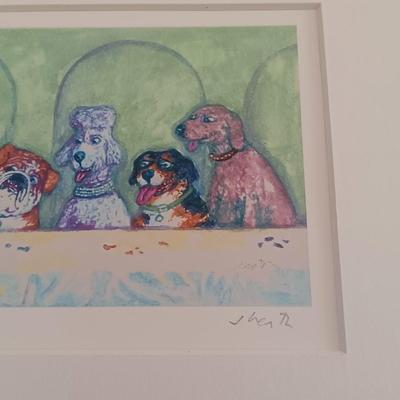 LOT 26: Signed and Numbered Print, Vintage Plaid Puppy Planter, Crocheted Blankets & More