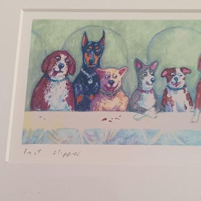 LOT 26: Signed and Numbered Print, Vintage Plaid Puppy Planter, Crocheted Blankets & More