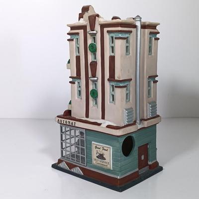 LOT 27: Dept 56 Clark Street Automat and Tassy's Mittens, Lemax School House & Victorian Village Train Station