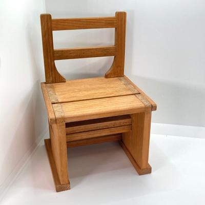 LOT 42: Wooden Reversible Display Chair with Large Collection of Miniatures - (Porcelain, Plastic and More)