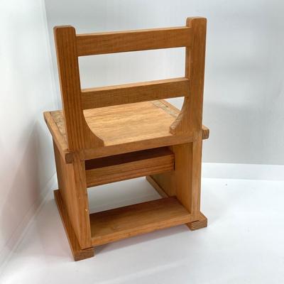 LOT 42: Wooden Reversible Display Chair with Large Collection of Miniatures - (Porcelain, Plastic and More)