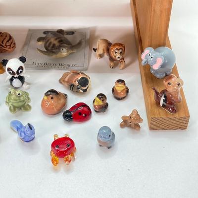 LOT 42: Wooden Reversible Display Chair with Large Collection of Miniatures - (Porcelain, Plastic and More)