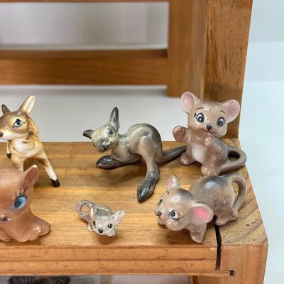 LOT 42: Wooden Reversible Display Chair with Large Collection of Miniatures - (Porcelain, Plastic and More)