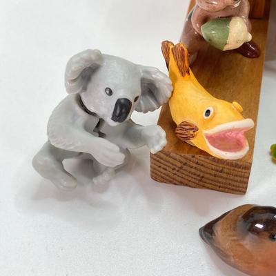 LOT 42: Wooden Reversible Display Chair with Large Collection of Miniatures - (Porcelain, Plastic and More)