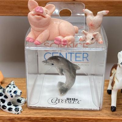 LOT 42: Wooden Reversible Display Chair with Large Collection of Miniatures - (Porcelain, Plastic and More)