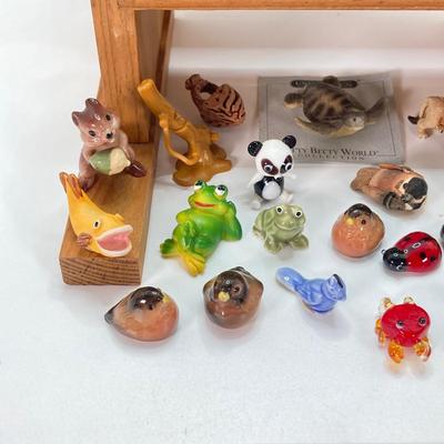 LOT 42: Wooden Reversible Display Chair with Large Collection of Miniatures - (Porcelain, Plastic and More)