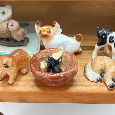 LOT 42: Wooden Reversible Display Chair with Large Collection of Miniatures - (Porcelain, Plastic and More)