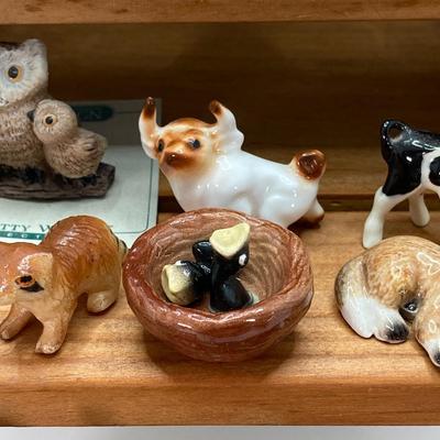 LOT 42: Wooden Reversible Display Chair with Large Collection of Miniatures - (Porcelain, Plastic and More)