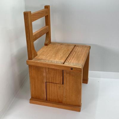 LOT 42: Wooden Reversible Display Chair with Large Collection of Miniatures - (Porcelain, Plastic and More)