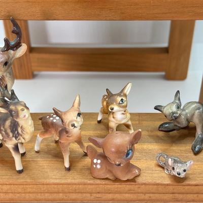 LOT 42: Wooden Reversible Display Chair with Large Collection of Miniatures - (Porcelain, Plastic and More)