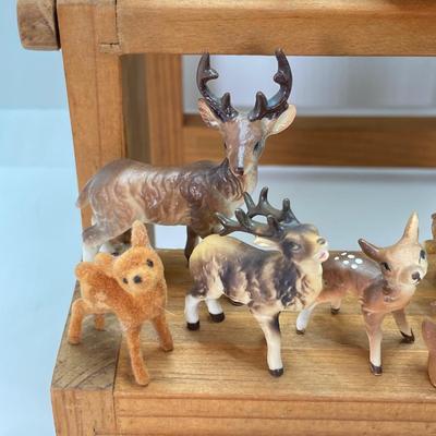 LOT 42: Wooden Reversible Display Chair with Large Collection of Miniatures - (Porcelain, Plastic and More)