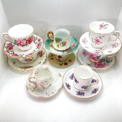 LOT 44: Collection of Vintage Tea Cups and Saucers - Fine China from England, France, Germany and Japan