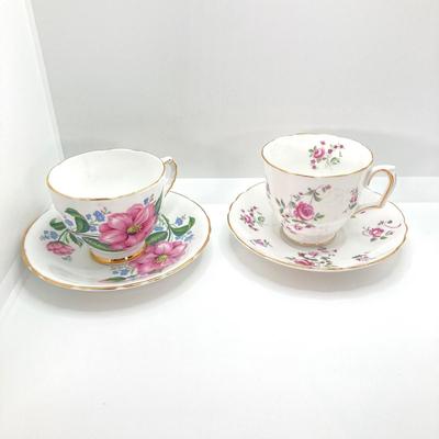 LOT 44: Collection of Vintage Tea Cups and Saucers - Fine China from England, France, Germany and Japan