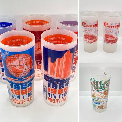 LOT 46: Vintage Frosted Glass Collection - 1964 - 1965 World's Fair, Coney Island and More