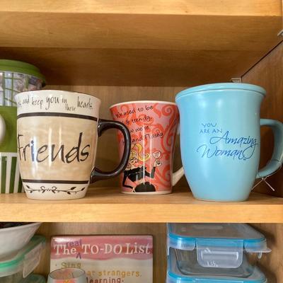 LOT 47: Kitchen Cabinet Finds - Mugs, Pyrex, Snapware, Tupperware and More