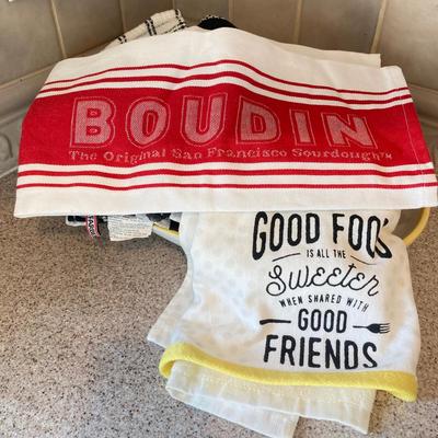 LOT 48: Kitchen Essentials - The Premier Woman Measuring Cups, Mom's Diner Napkin Holder / Butter Dish, Canisters, Towels and More