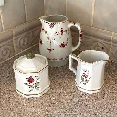 LOT 49: Tea Lover's Collection - Pitcher, Cream and Sugar Bowls and Tea Bag Holders (Mikasa, Piccadilly and More)