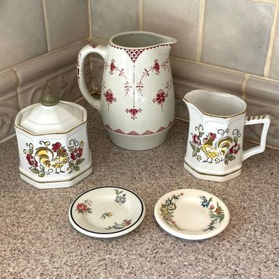 LOT 49: Tea Lover's Collection - Pitcher, Cream and Sugar Bowls and Tea Bag Holders (Mikasa, Piccadilly and More)