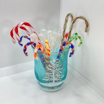 LOT 51: Vintage Holiday Collection - Lenox Decor with Glass Candy Canes, Ornaments and More