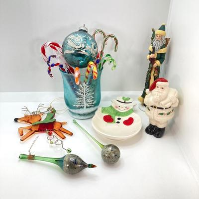 LOT 51: Vintage Holiday Collection - Lenox Decor with Glass Candy Canes, Ornaments and More