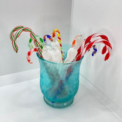 LOT 51: Vintage Holiday Collection - Lenox Decor with Glass Candy Canes, Ornaments and More