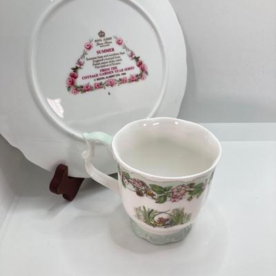 LOT 52: Royal Albert England From The Cottage Garden Year Series Seasons Cup and Plate Set (Winter, Spring, Summer and Autumn)
