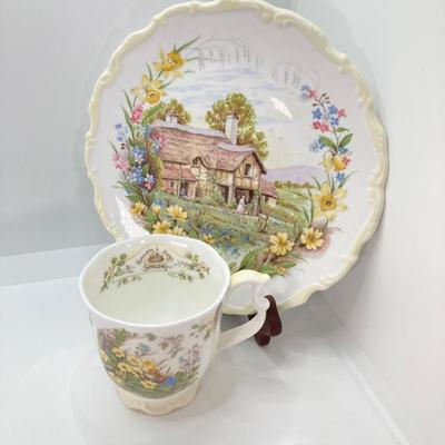LOT 52: Royal Albert England From The Cottage Garden Year Series Seasons Cup and Plate Set (Winter, Spring, Summer and Autumn)