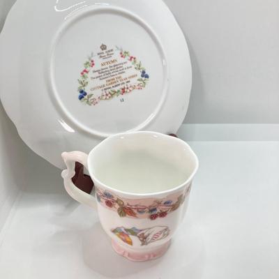 LOT 52: Royal Albert England From The Cottage Garden Year Series Seasons Cup and Plate Set (Winter, Spring, Summer and Autumn)