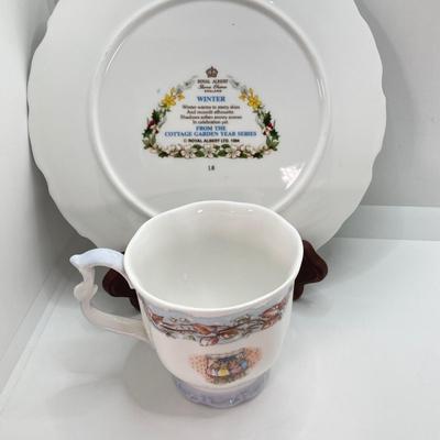 LOT 52: Royal Albert England From The Cottage Garden Year Series Seasons Cup and Plate Set (Winter, Spring, Summer and Autumn)