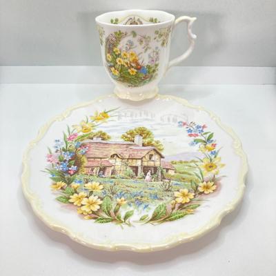 LOT 52: Royal Albert England From The Cottage Garden Year Series Seasons Cup and Plate Set (Winter, Spring, Summer and Autumn)