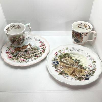 LOT 52: Royal Albert England From The Cottage Garden Year Series Seasons Cup and Plate Set (Winter, Spring, Summer and Autumn)