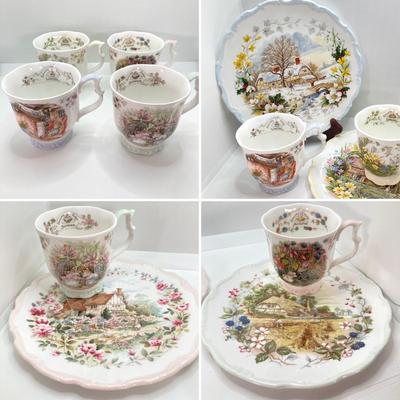 LOT 52: Royal Albert England From The Cottage Garden Year Series Seasons Cup and Plate Set (Winter, Spring, Summer and Autumn)