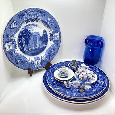 LOT 53: Beautiful Blue and White Collection - Art Glass, Miniatures, Spode, Delft, Wedgwood, Collector Plates and More
